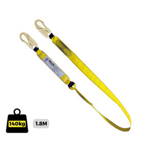 Fall Arrest webbing Lanyard.1.8m with shock absorber and double action snap hook each end. Certified to AS/NZS 1891.1