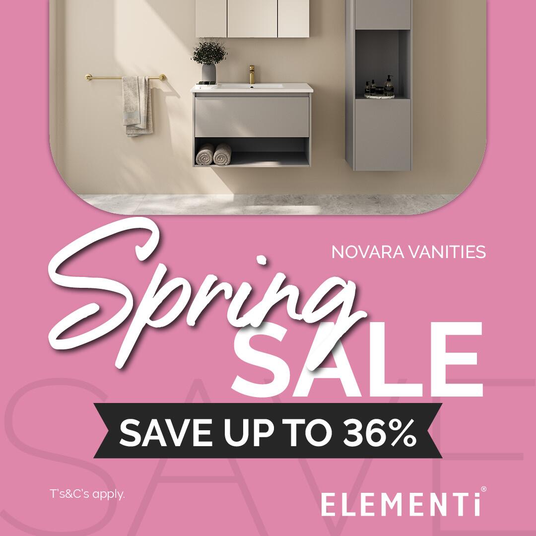 Elementi Spring Sale. Save up to 36% on Novara vanities.
