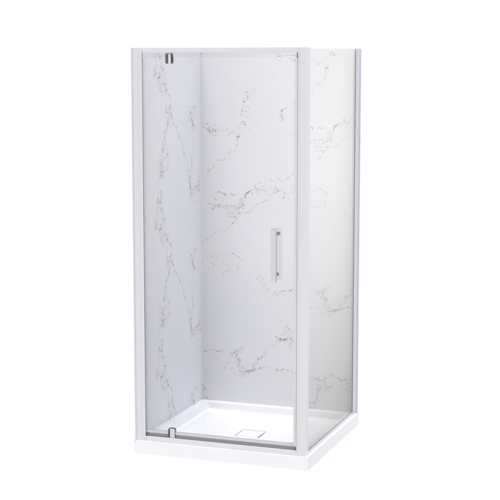 Athena Amara Square Tiled Shower - White Frame, 900x900mm