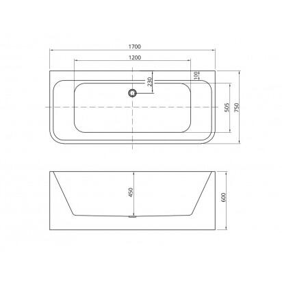 Elementi Otto Back to Wall Bath - 1500 and 1700mm