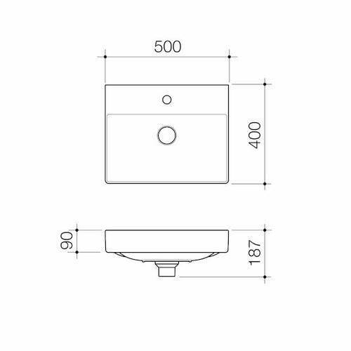 Caroma Urbane II Wall Basin 1TH, 500x400mm