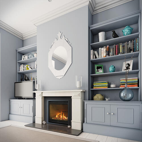 Escea DF700 Gas Fireplace with Logs - Slim Black Fascia