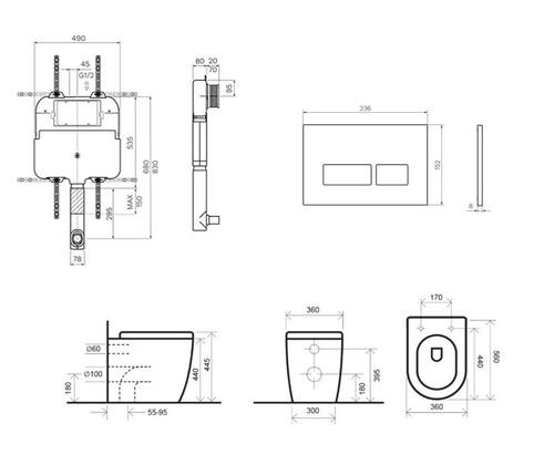 Elementi Evolve 2 Sided Shower Moulded Wall Rear Waste