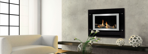 Rinnai Neo NZ Inbuilt Gas Fireplace - Stainless Steel u0026 Black