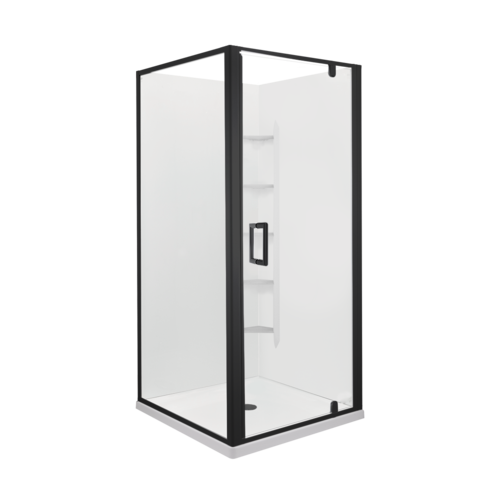 Englefield Topaz II Square Shower Corner Contour Plus Wall Centre Waste Black, 900x900mm