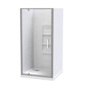 Athena Amara Alcove Shower Moulded Wall Rear Waste Satin, 1000x1000mm