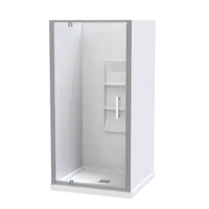 Athena Amara Alcove Shower Moulded Wall Center Waste Satin, 1000x1000mm