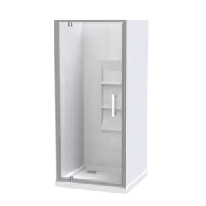 Athena Amara Alcove Shower Moulded Wall Rear Waste Satin, 900x900mm