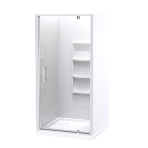 Athena Amara Alcove Shower Moulded Wall Rear Waste White, 1000x1000mm