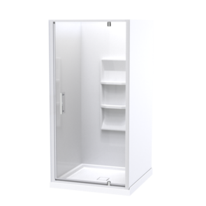 Athena Amara Alcove Shower Moulded Wall Centre Waste White, 1000x1000mm