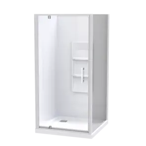 Athena Amara Square Shower Moulded Wall Rear Waste White, 1000x1000mm