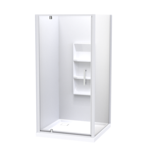 Athena Amara Square Shower Moulded Wall Rear Waste White, 900x900mm