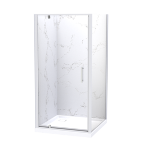 Athena Amara Square Tiled Shower Rear Waste White, 1000x1000mm