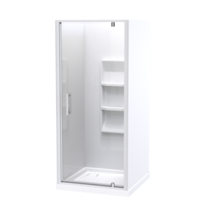 Athena Amara Alcove Shower Moulded Wall Rear Waste White, 900x900mm