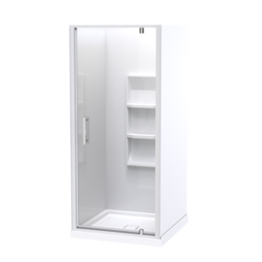 Athena Amara Alcove Shower Moulded Wall Centre Waste White, 900x900mm