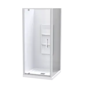 Athena Amara Square Shower Moulded Wall Centre Waste White, 900x900mm