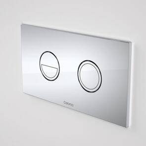 Caroma Invisi II Push Panel Dual Flush Round Buttons Metal