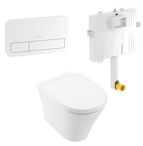 Villeroy & Boch O.Novo 2.0 Back to Wall Inwall Toilet Suite Soft Close Seat E200 Push Panel