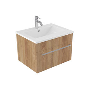 Sicuro Vanity Wall Hung 1 Drawer with Vitreous China Top, 600mm