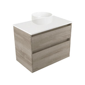 Elementi Novara Vanity Wall Hung 2 Drawer with Elestone Top Motion, 750mm