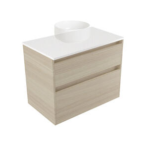 Elementi Novara Vanity Wall Hung 2 Drawer with Elestone Top Motion, 750mm