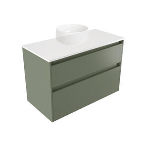 Elementi Novara Vanity Wall Hung 2 Drawer with Elestone Top Motion, 900mm