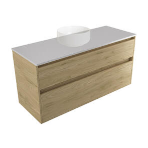 Elementi Novara Vanity Wall Hung 2 Drawer with Elestone Top Moonlight, 1200mm