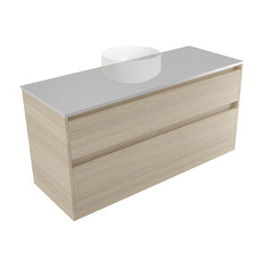 Elementi Novara Vanity Wall Hung 2 Drawer with Elestone Top Moonlight, 1200mm