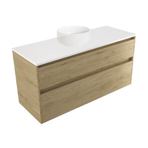 Elementi Novara Vanity Wall Hung 2 Drawer with Elestone Top Motion, 1200mm