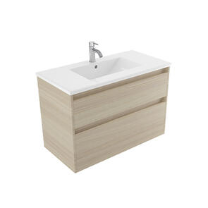 Elementi Novara Vanity Wall Hung 2 Drawer with Vitreous Top, 900mm