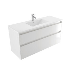 Elementi Novara Vanity Wall Hung 2 Drawer with Vitreous Top, 1200mm