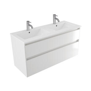 Elementi Novara Vanity Wall Hung 2 Drawer with Vitreous Top Double Bowl, 1200mm