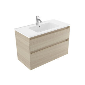 Elementi Novara Vanity Wall Hung 2 Drawer with Polymarble Top, 900mm