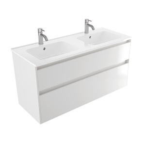 Elementi Novara Vanity Wall Hung 2 Drawer with Polymarble Top Double Bowl, 1200mm