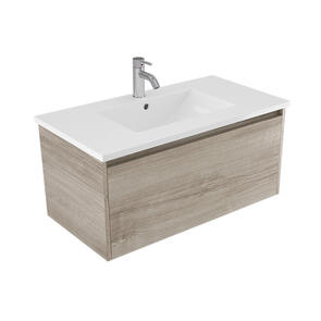 Elementi Novara Vanity Wall Hung 1 Drawer with Vitreous Top, 900mm