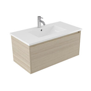 Elementi Novara Vanity Wall Hung 1 Drawer with Vitreous Top, 900mm