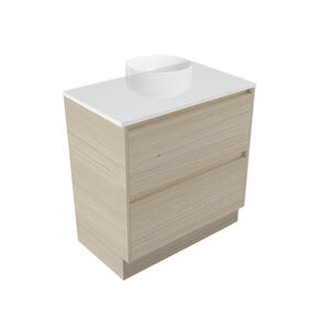 Elementi Novara Vanity Floor Standing 2 Drawer with Elestone Top White, 750mm