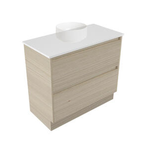 Elementi Novara Vanity Floor Standing 2 Drawer with Elestone Top White, 900mm