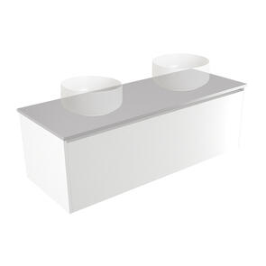 Elementi Novara Vanity Wall Hung 1 Drawer with Elestone Top Moonlight Double Bowl, 1200mm