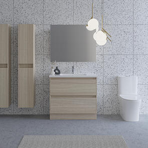 Elementi Novara Vanity Floor Standing 2 Drawer with Polymarble Top, 900mm