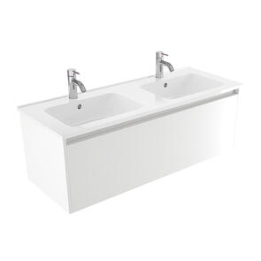 Elementi Novara Vanity Wall Hung 1 Drawer with Polymarble Top Double Bowl, 1200mm