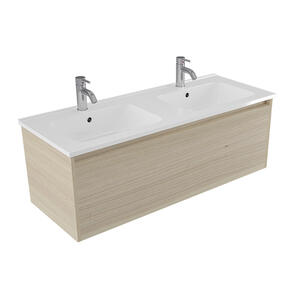 Elementi Novara Vanity Wall Hung 1 Drawer with Polymarble Top Double Bowl, 1200mm