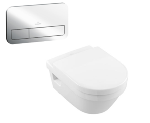 Villeroy & Boch Architectura Wall Hung Inwall Toilet Suite Slim Seat E200 Push Panel Chrome