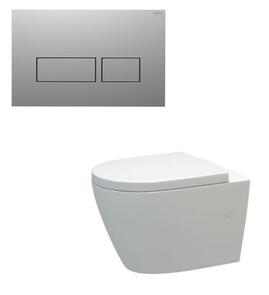 Elementi Ion Wall Hung Inwall Toilet Suite Blade Push Panel Chrome