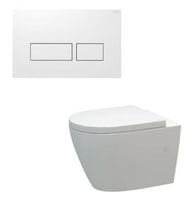 Elementi Ion Wall Hung Inwall Toilet Suite Blade Push Panel White