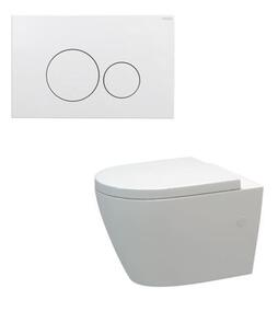 Elementi Ion Wall Hung Inwall Toilet Suite Tondo Push Panel White