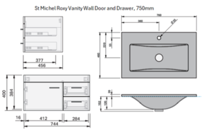 St Michel Roxy Vanity Wall Hung