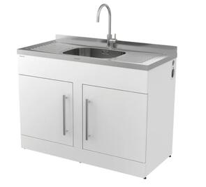 Robinhood Supertub Plus Workstation with Doors, Stainless Steel Top and Gooseneck Mixer