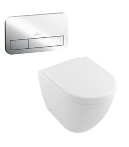 Villeroy & Boch Subway 2.0 Back to Wall Inwall Toilet Suite Soft Close Seat E200 Push Panel Chrome
