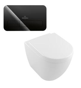 Villeroy & Boch Subway 2.0 Back to Wall Inwall Toilet Suite Soft Close Seat M200 Push Panel Glass Gloss Black